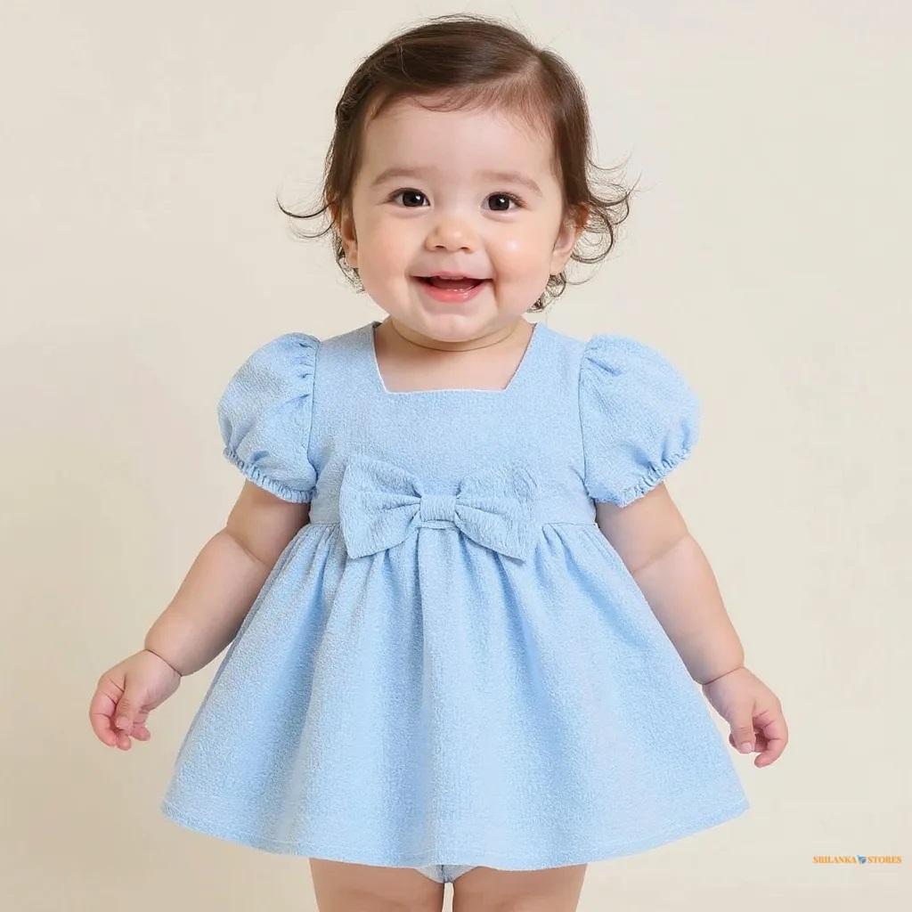 YELI Fashion – Baby Girl Cotton Frock (Pink, Yellow & Blue)