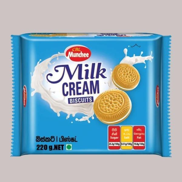 Munchee Milk Cream Biscuits – Crunchy Sandwich Biscuits with Smooth Milk Cream