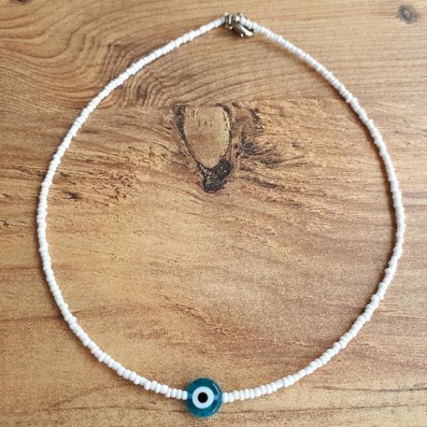 Evil Eye Sea Shell Necklace – Handcrafted Coastal Charm