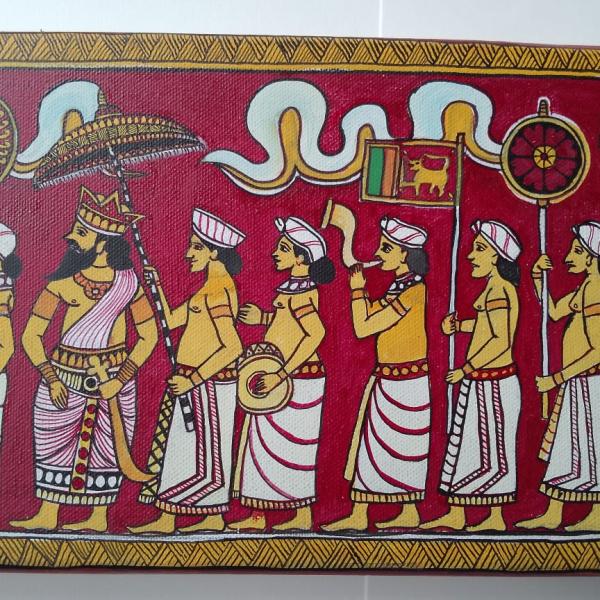 Nuwara Perahera – Kandyan Style Acrylic Canvas Painting