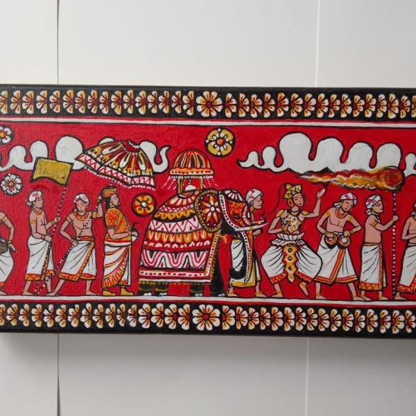 Nuwara Perahera – Acrylic Painting on Canvas (Kandyan Style)