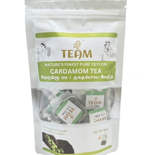Cardamom Tea with BOP Tea & Natural Ceylon Cardamom by TEAM | 10 & 20 Tea Bags (2g Each)