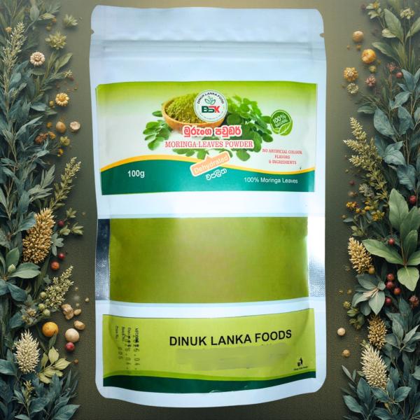 Dinuk Lanka 100% Natural Dehydrated Moringa Leaves Powder – 100g