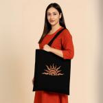 Handloom Black Tote Bag with Half Sun Art – Fashion Fair