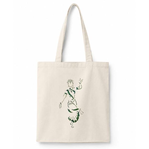 Hand-Painted Traditional Dance Canvas Tote Bag – Eco-Friendly Cultural Art Tote