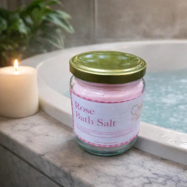 Rose Bath Salt with Epsom Salt & Essential Oils