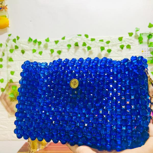 Handcrafted Pearl & Crystal Luxury Beaded Bag – 8″×5″×3″ | Crafts by Chethi