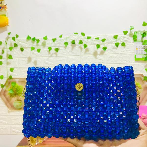 Handcrafted Pearl & Crystal Luxury Beaded Bag – 8″×5″×3″ | Crafts by Chethi