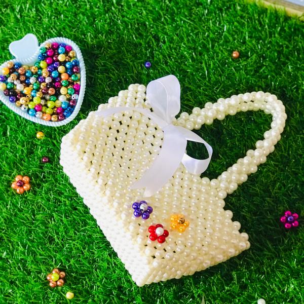 Custom Handcrafted Pearl & Crystal Luxury Beaded Bags (6"x 4.5" / 7-inch Length)