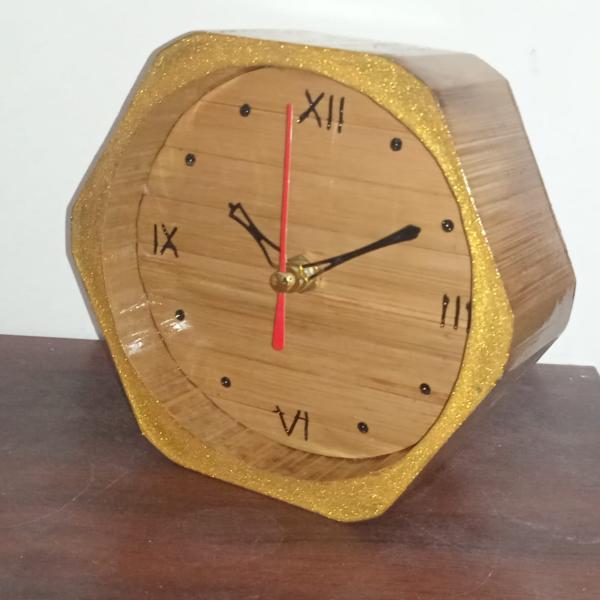 Handcrafted Bamboo Wood Table Clock – 15cm