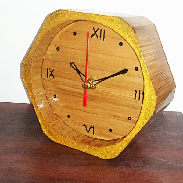 Handcrafted Bamboo Wood Table Clock – 15cm