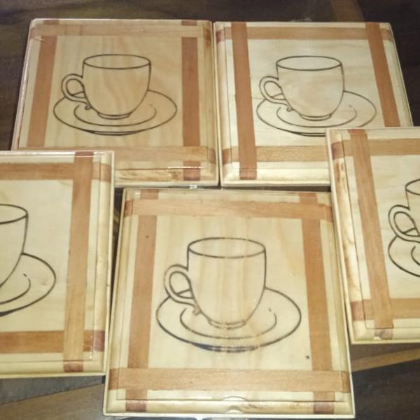 Handcrafted Pine Wood Coasters – 10x10cm