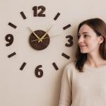 Eco-Friendly 3D Sticker Wall Clock – Coconut Shell | 30x30 cm