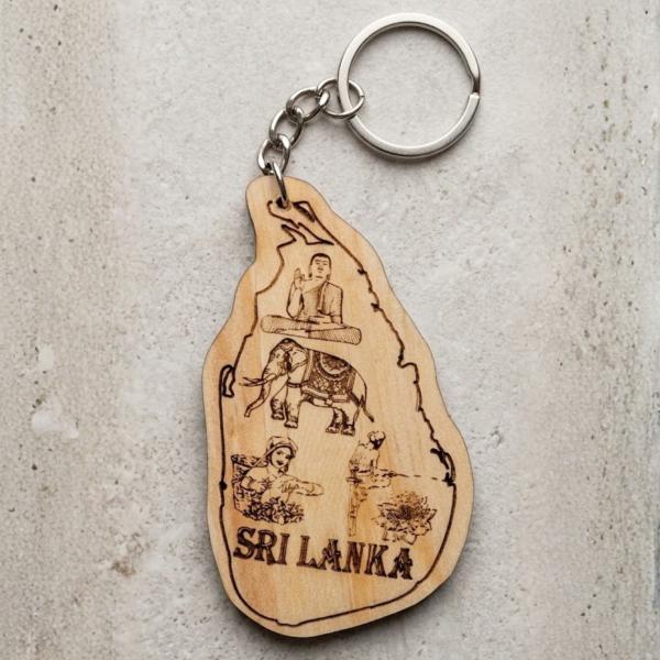 Laser Printed Pine Wood Souvenir Key Tags – Customizable Sri Lankan Designs