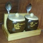 Coconut Shell Tea & Sugar Pot with Wooden Lid