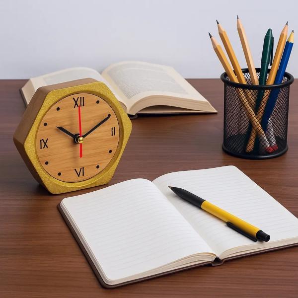 Handcrafted Bamboo Wood Table Clock – 15cm