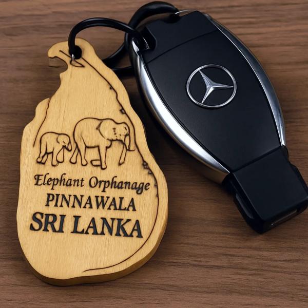 Elephant Orphanage Wooden Keytag – Laser Engraved Souvenir