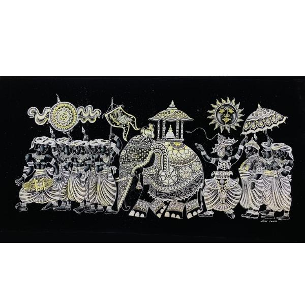 Kandy Perahera Batik Wall Art – Traditional Sri Lankan Cultural Artwork