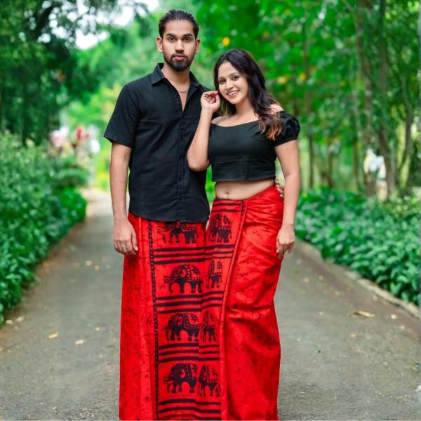 Red Batik Sarong for Ladies & Gents – 100% Cotton | Special Sinhala & Tamil New Year Collection