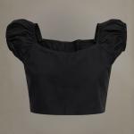Black Off-Shoulder Cotton Crop Top for Women – Back Gathered (XS–3XL)