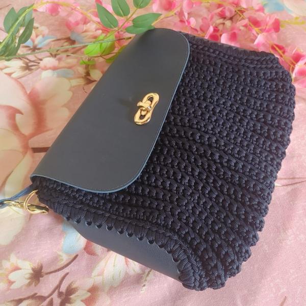 Nadee Creation – Classic Dark Gray Handbag (11" x 13")