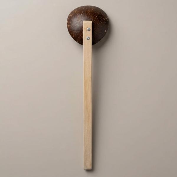 Coconut Shell Spoon with 10-Inch Wooden Handle – Eco-Friendly Kitchen Utensil