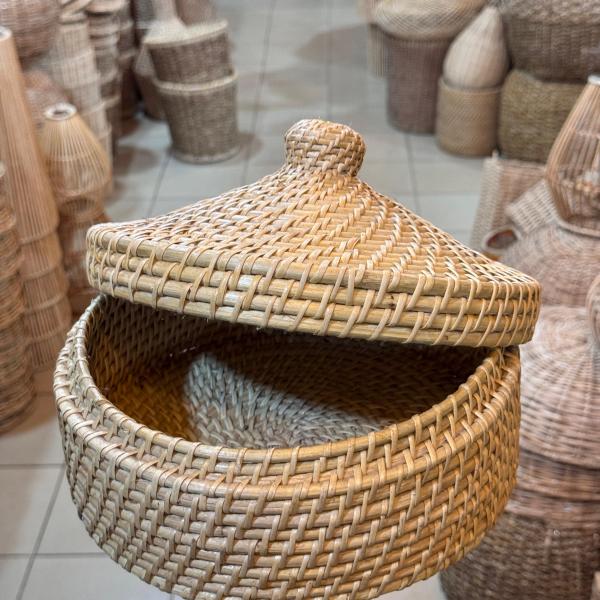 Cylinder Kuruni Cane Basket – Handwoven Elegance