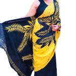Elegant Two-Tone Handcrafted Batik Saree – Yellow & Black | Sinha Batik