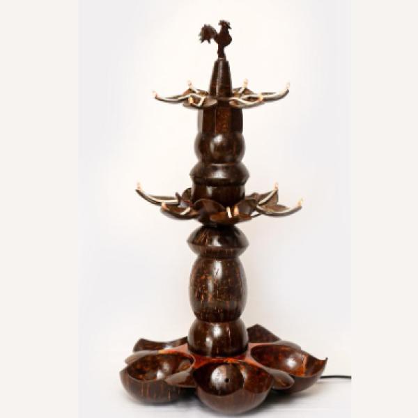 Traditional Handmade Coconut Shell Oil Lamp -Cultural & Ritual Décor