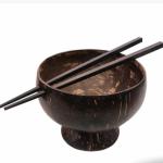 Eco-Friendly Coconut Shell Bowls with Wooden Chopsticks