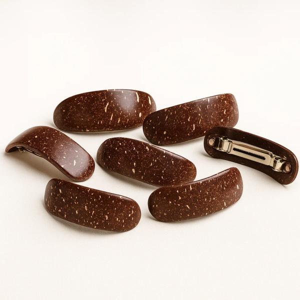 Handmade Coconut Shell Hair Clip – Natural Eco-Friendly Hair Accessory for Women