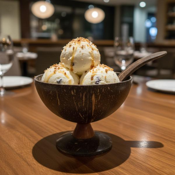 Set of 6 Natural Coconut Shell Dessert Cups with Spoons