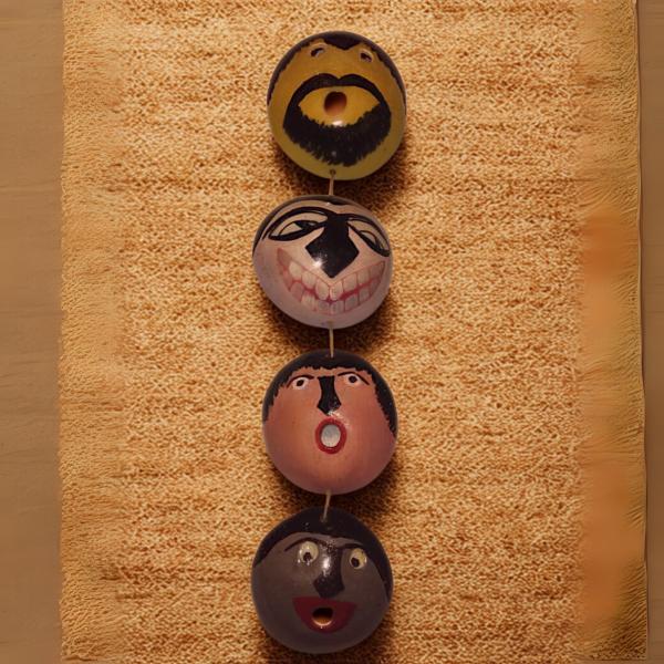 Handcrafted Coconut Shell Mask – Colorful Decorative Art