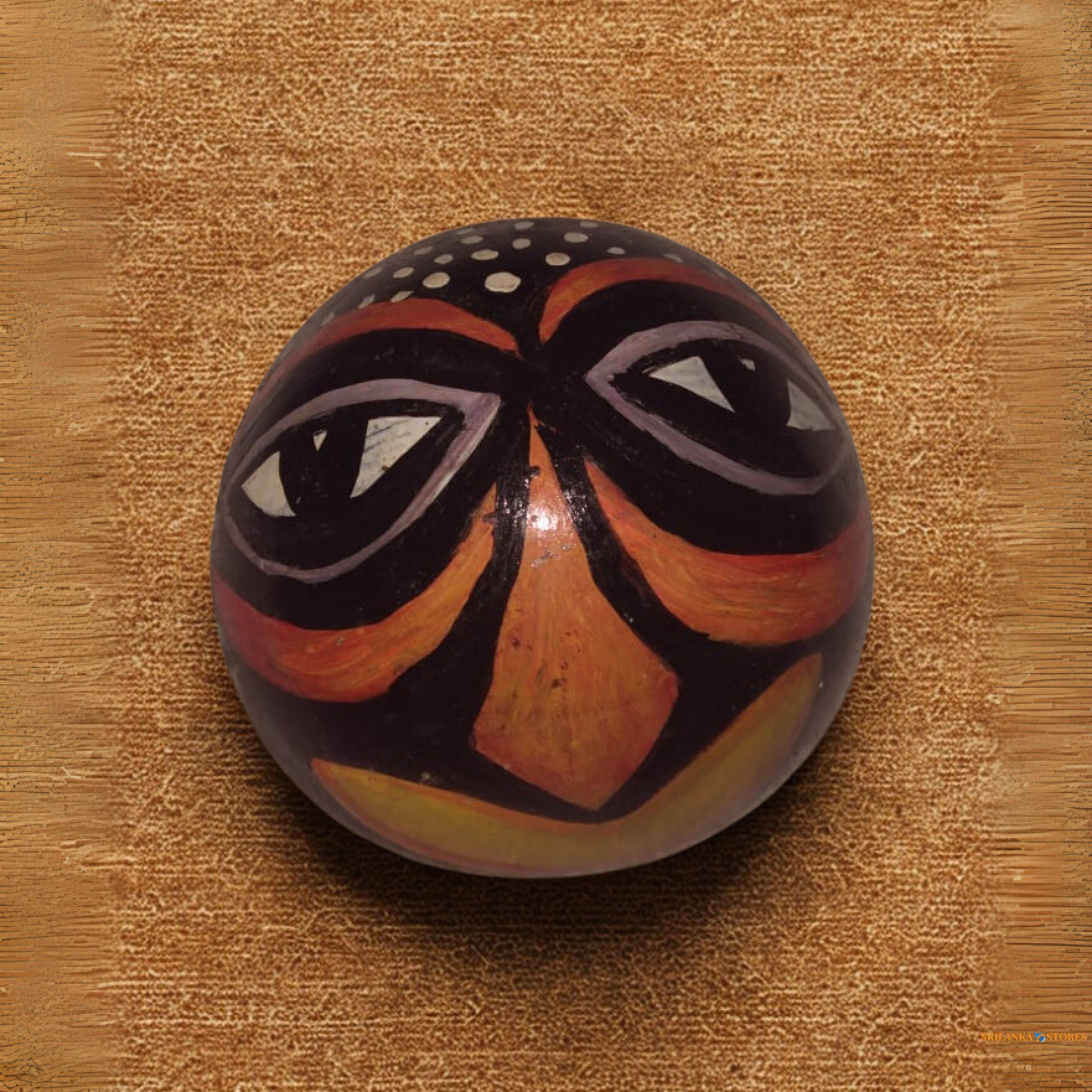 Handcrafted Coconut Shell Mask – Colorful Decorative Art