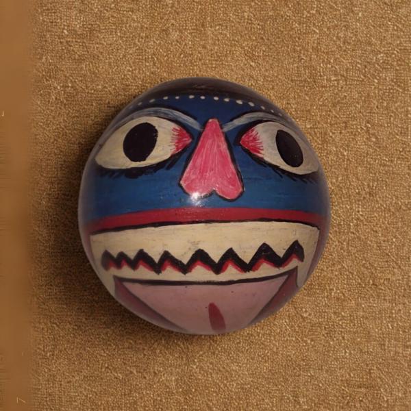 Handcrafted Coconut Shell Mask – Colorful Decorative Art