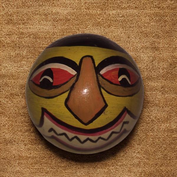 Handcrafted Coconut Shell Mask – Colorful Decorative Art