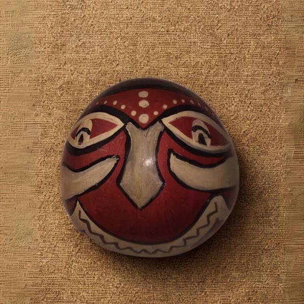 Handcrafted Coconut Shell Mask – Colorful Decorative Art