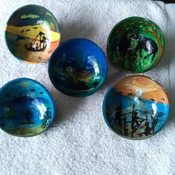 Eco-friendly Baali Art Coconut Shell Painted