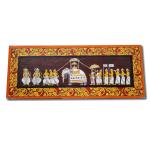 Kandyan Style Dhalada Perahera – Hand-Painted Wooden Window Panel Wall Art