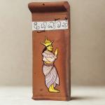 Kandyan Style Ayubowan – Hand-Painted Clay Roofing Tile Wall Art
