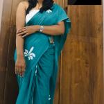 Charming Green & White Dual-Tone Batik Saree – Super Voile | 7 Yards with Jacket Piece (VELOVIA)
