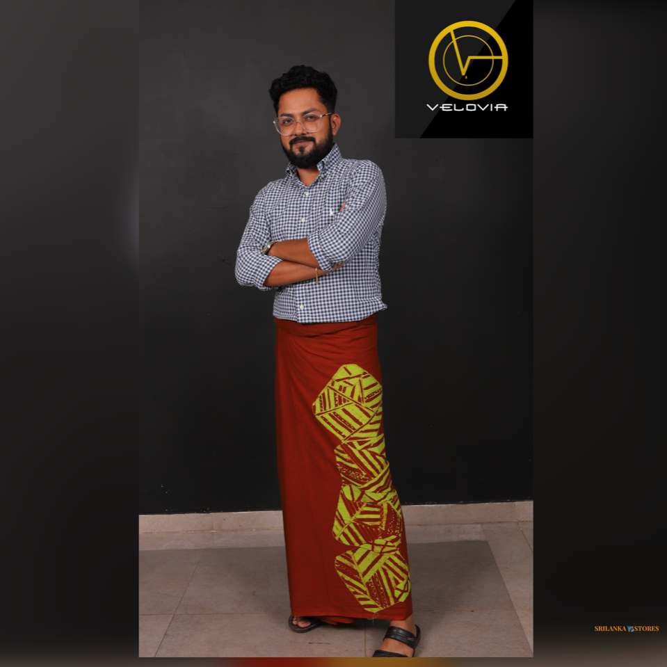 Velovia Premium Cotton Sarong – Brown & Green (2m)