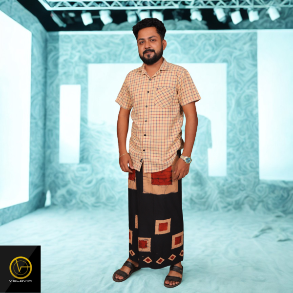 Velovia Premium Cotton Sarong – Brown & Black – SRNG024