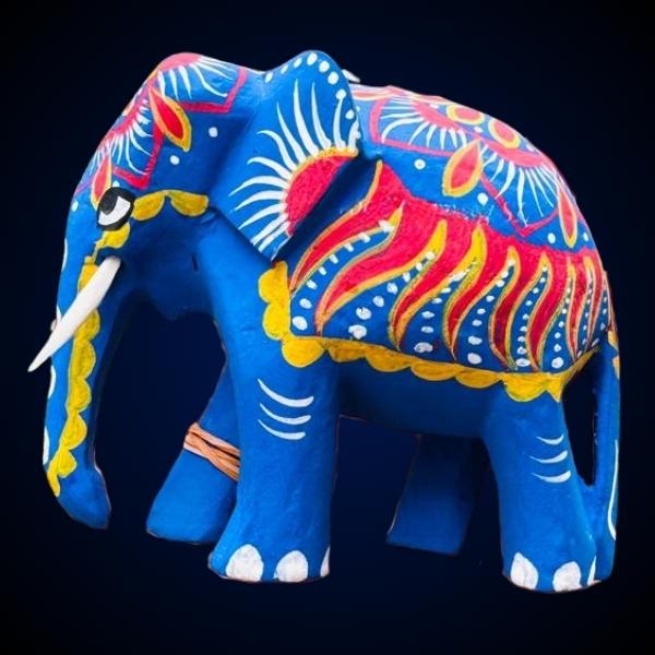 Hand-Painted Wooden Elephant – 4" Decorative Home Accent