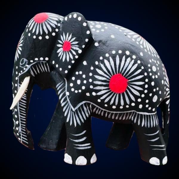 Hand-Painted Wooden Elephant – 4" Decorative Home Accent