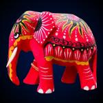 Hand-Painted Wooden Elephant – 4" Decorative Home Accent