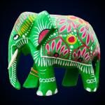 Hand-Painted Wooden Elephant – 4" Decorative Home Accent