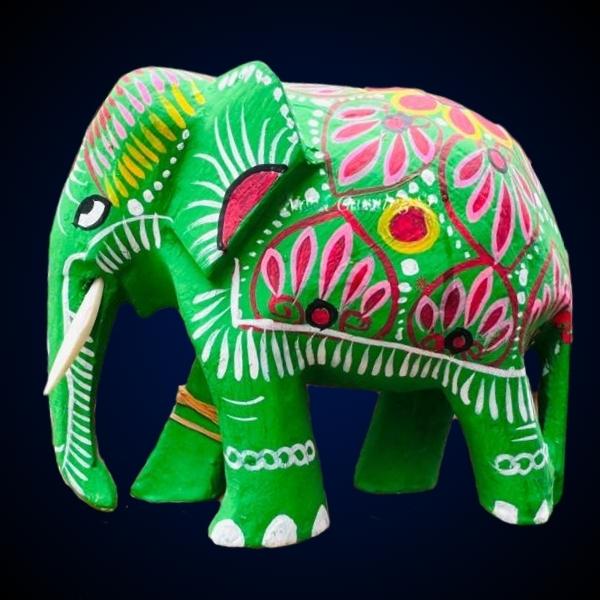 Hand-Painted Wooden Elephant – 4" Decorative Home Accent