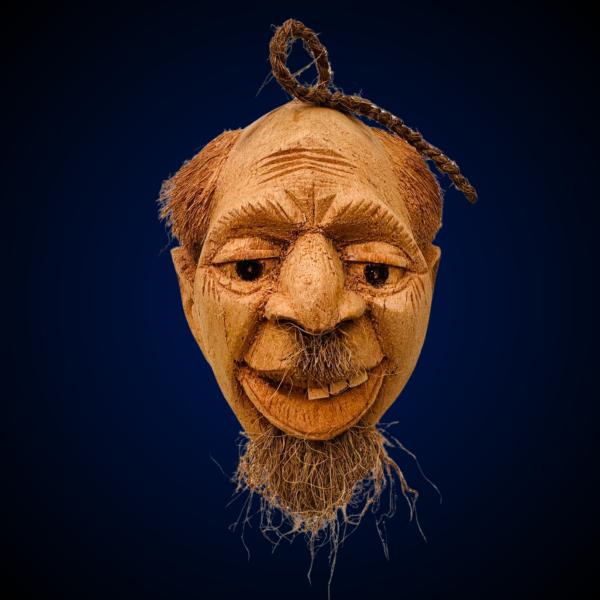 Coconut Husk Face Wall Art – 100% Eco-Friendly Handmade Décor by Wood Carving SL