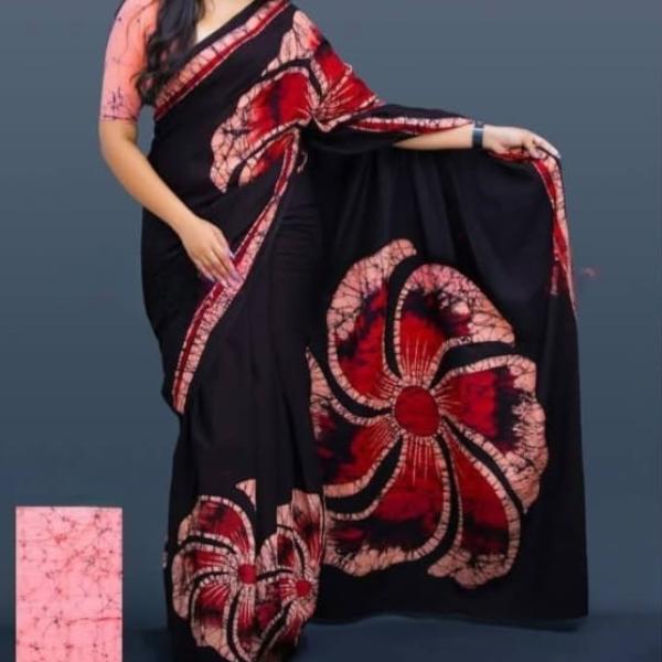 Handmade Sri Lankan Batik Saree – 7 Yards with Jacket | Super Cotton